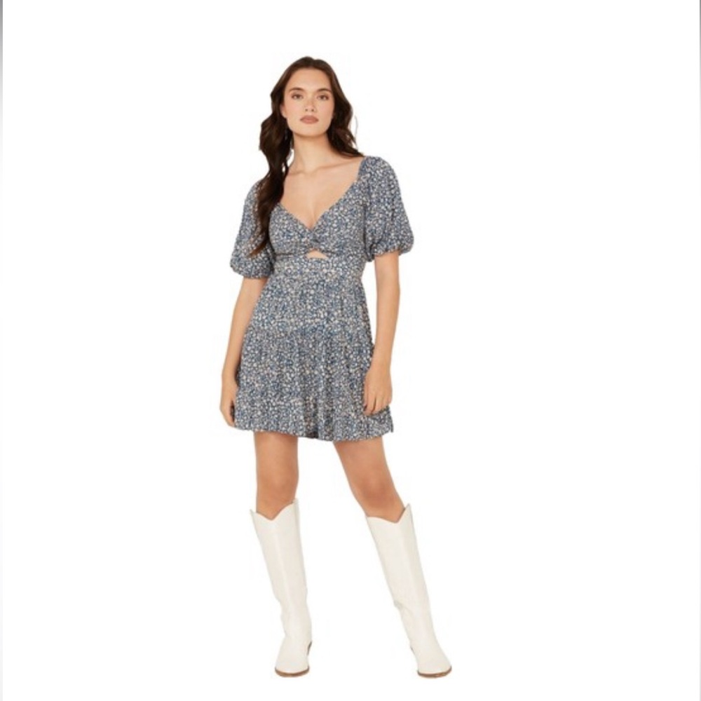Angie Navy Floral Mini Dress - Picture 3 of 4
